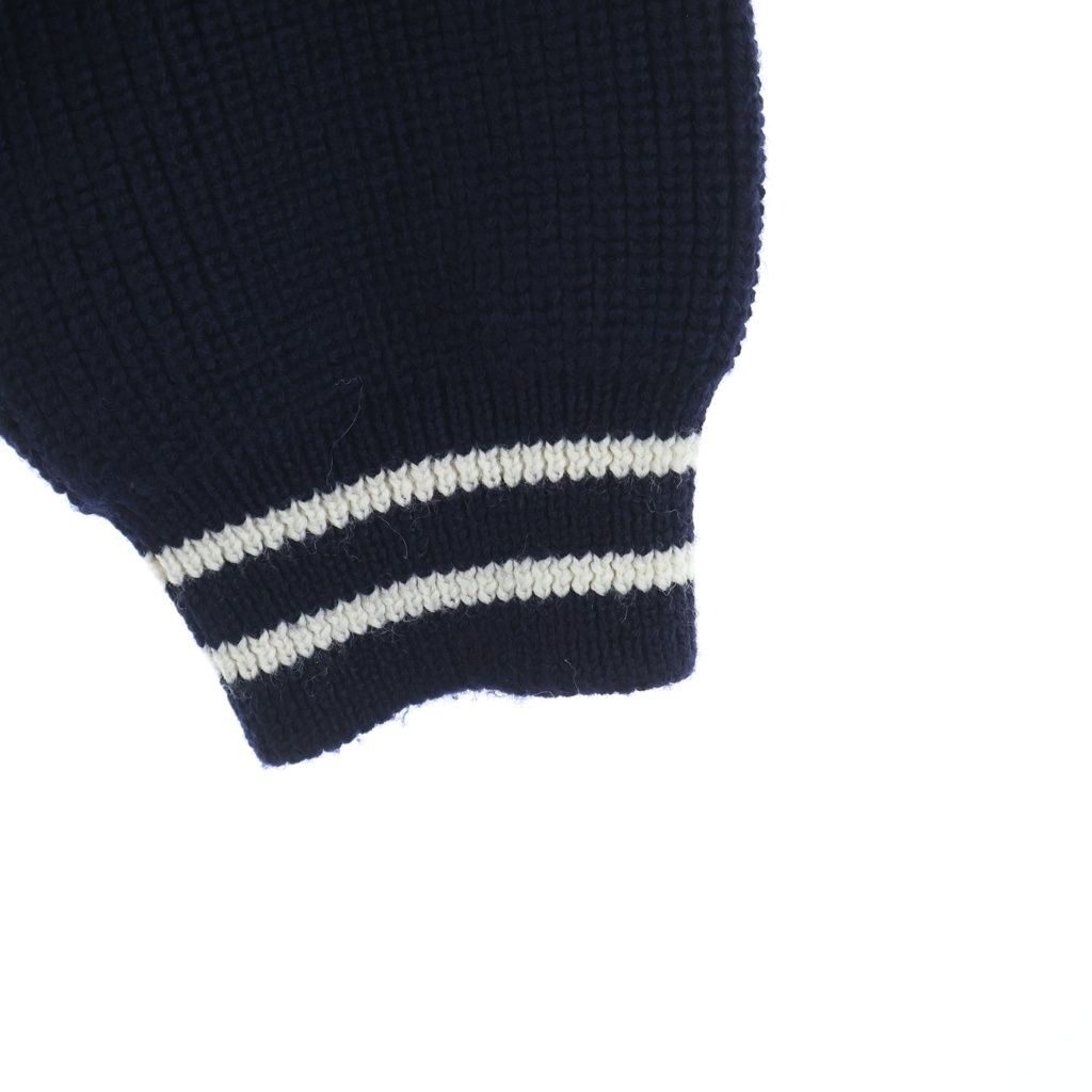 Celine Carre C Logo Zip Up Wool Knit Hoodie Navy — view 5