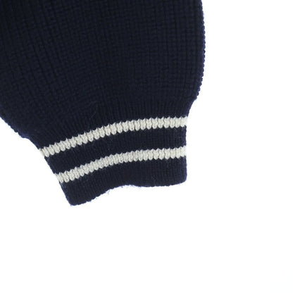 Celine Carre C Logo Zip Up Wool Knit Hoodie Navy — view 5