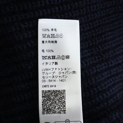Celine Carre C Logo Zip Up Wool Knit Hoodie Navy — view 8