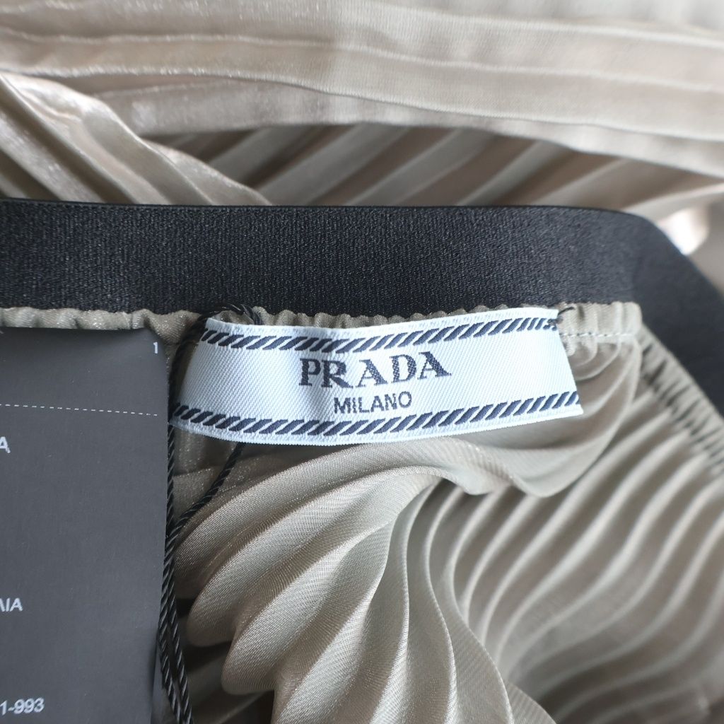 Prada Pleated Skirt Polyester Elastic Waist Silver — view 6