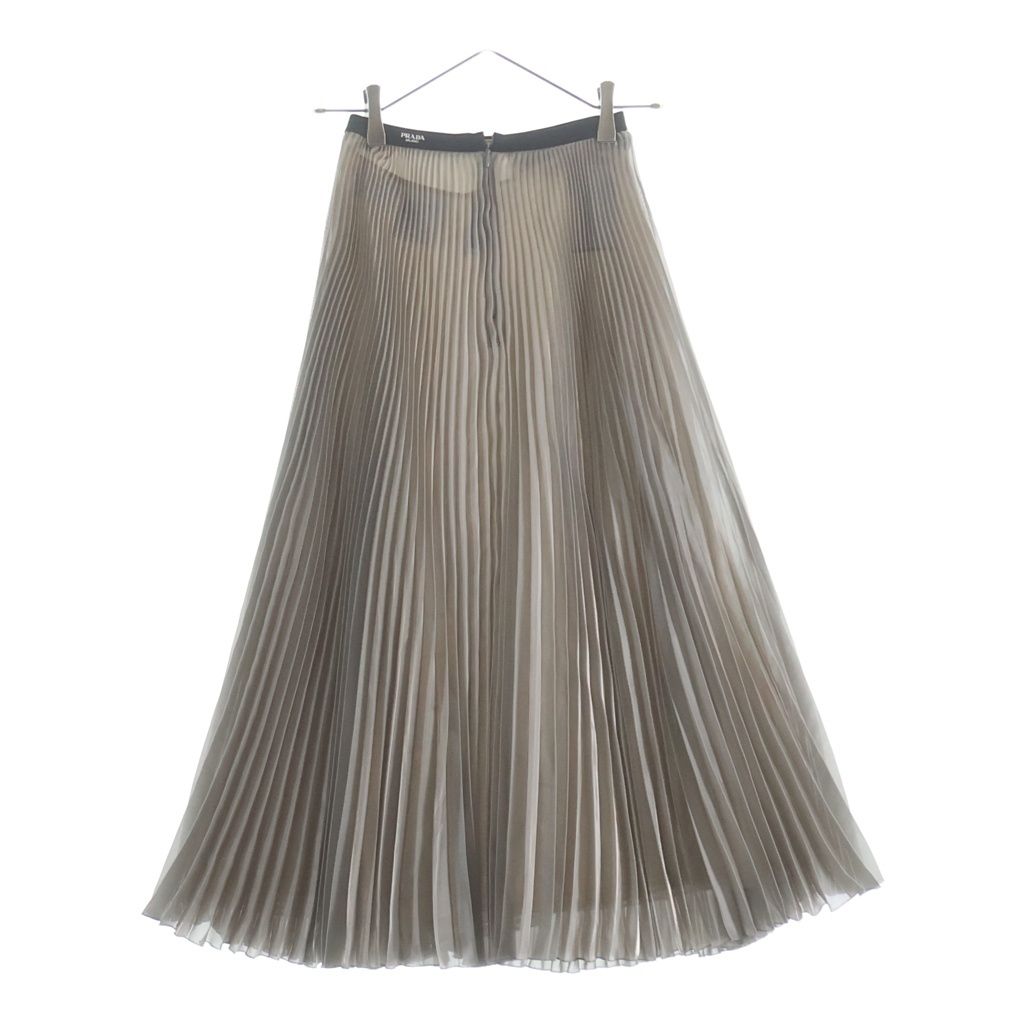 Prada Pleated Skirt Polyester Elastic Waist Silver — view 2