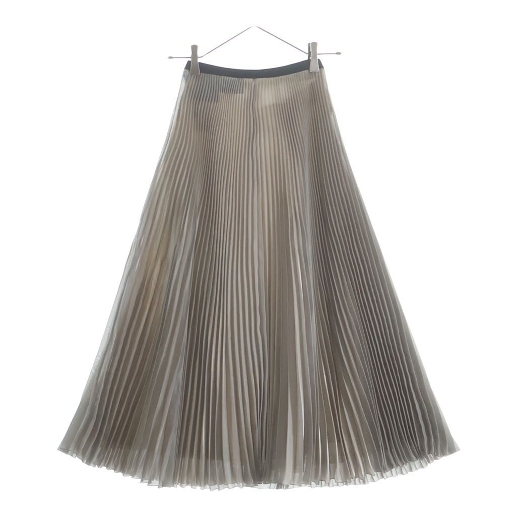 Prada Pleated Skirt Polyester Elastic Waist Silver
