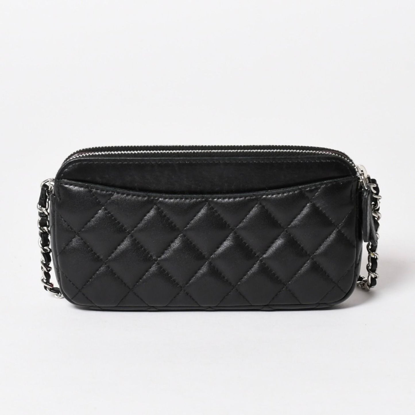 Chanel Chain Wallet on CC Logo Lambskin Black Silver Shoulder Bag — view 2