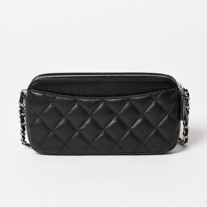 Chanel Chain Wallet on CC Logo Lambskin Black Silver Shoulder Bag — view 2