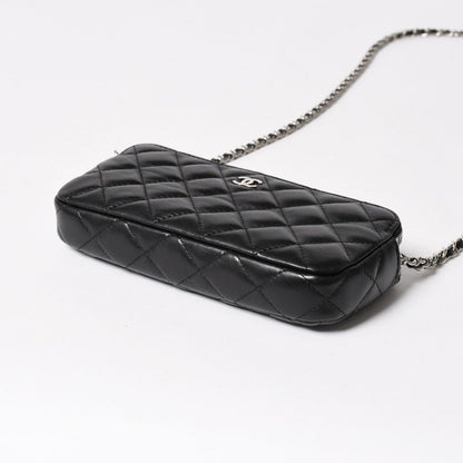 Chanel Chain Wallet on CC Logo Lambskin Black Silver Shoulder Bag — view 7