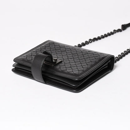 Bottega Veneta Intrecciato Shoulder Bag Chain Black — view 7