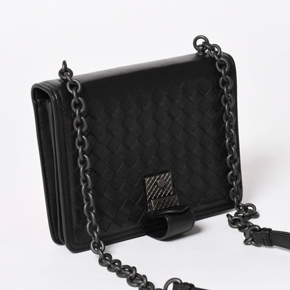 Bottega Veneta Intrecciato Shoulder Bag Chain Black — view 3
