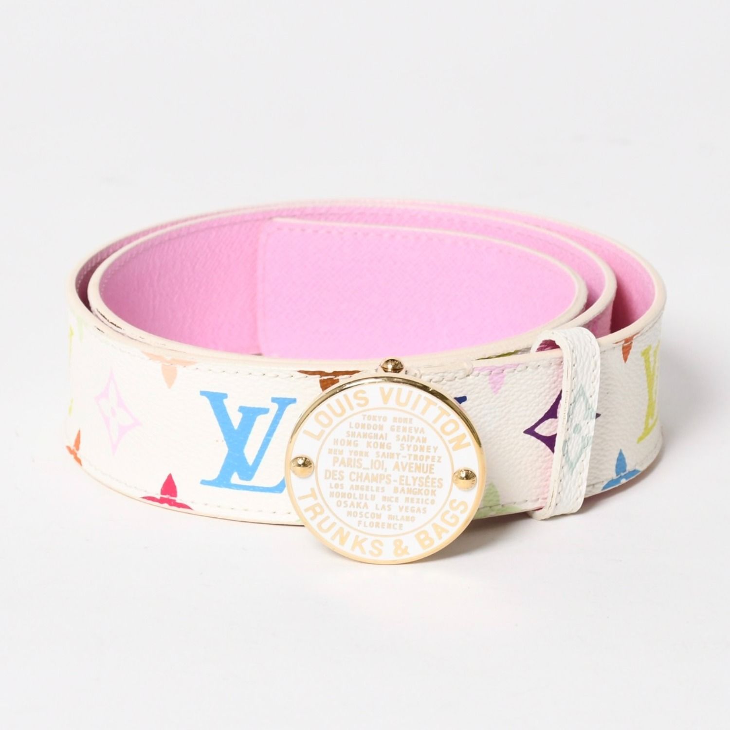 Louis Vuitton Ceinture Belt White Multicolor Gold
