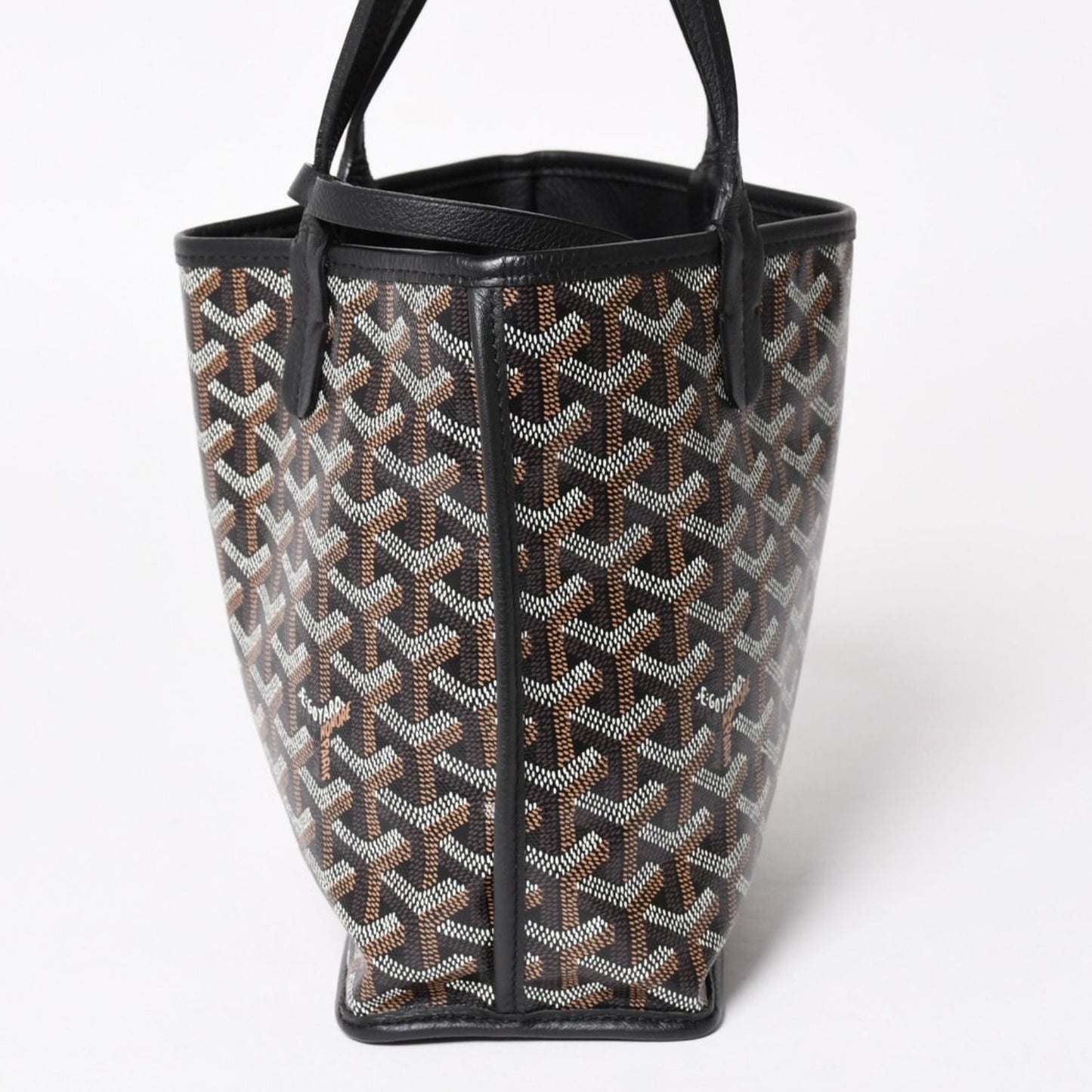 Goyard Anjou Mini Tote Pouch Leather Black Brown — view 4