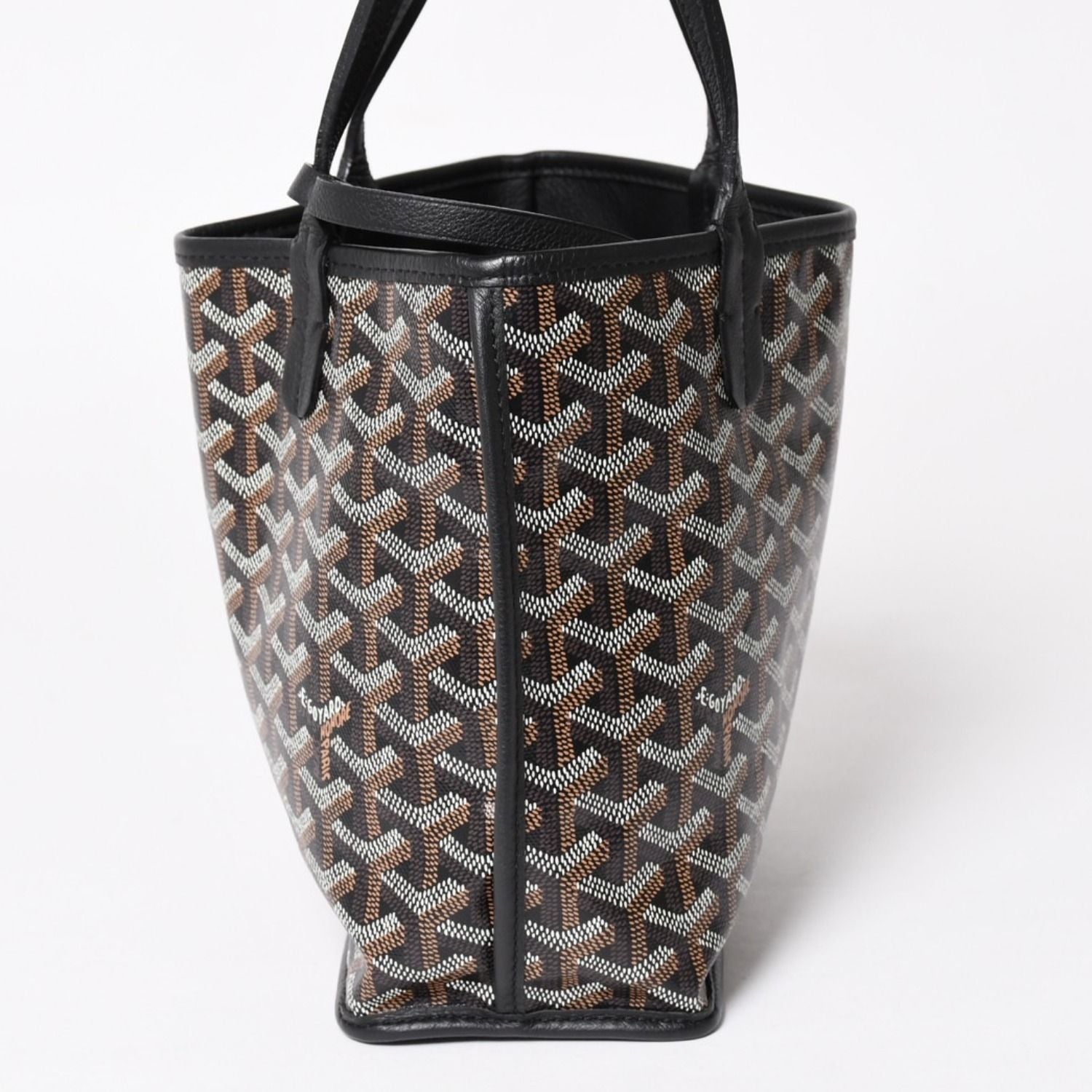Goyard Anjou Mini Tote Pouch Leather Black Brown — view 4