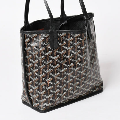 Goyard Anjou Mini Tote Pouch Leather Black Brown — view 3