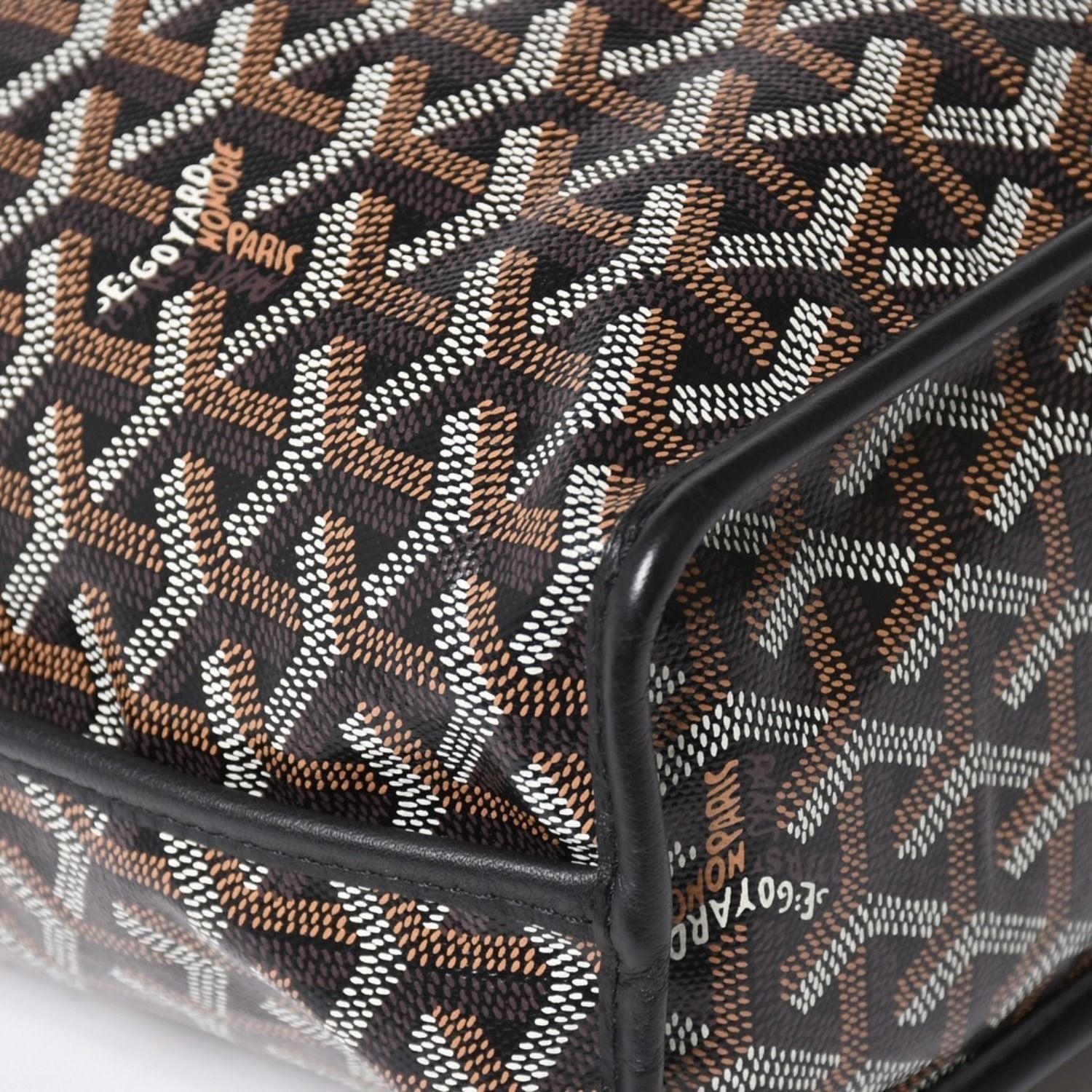 Goyard Anjou Mini Tote Pouch Leather Black Brown — view 7