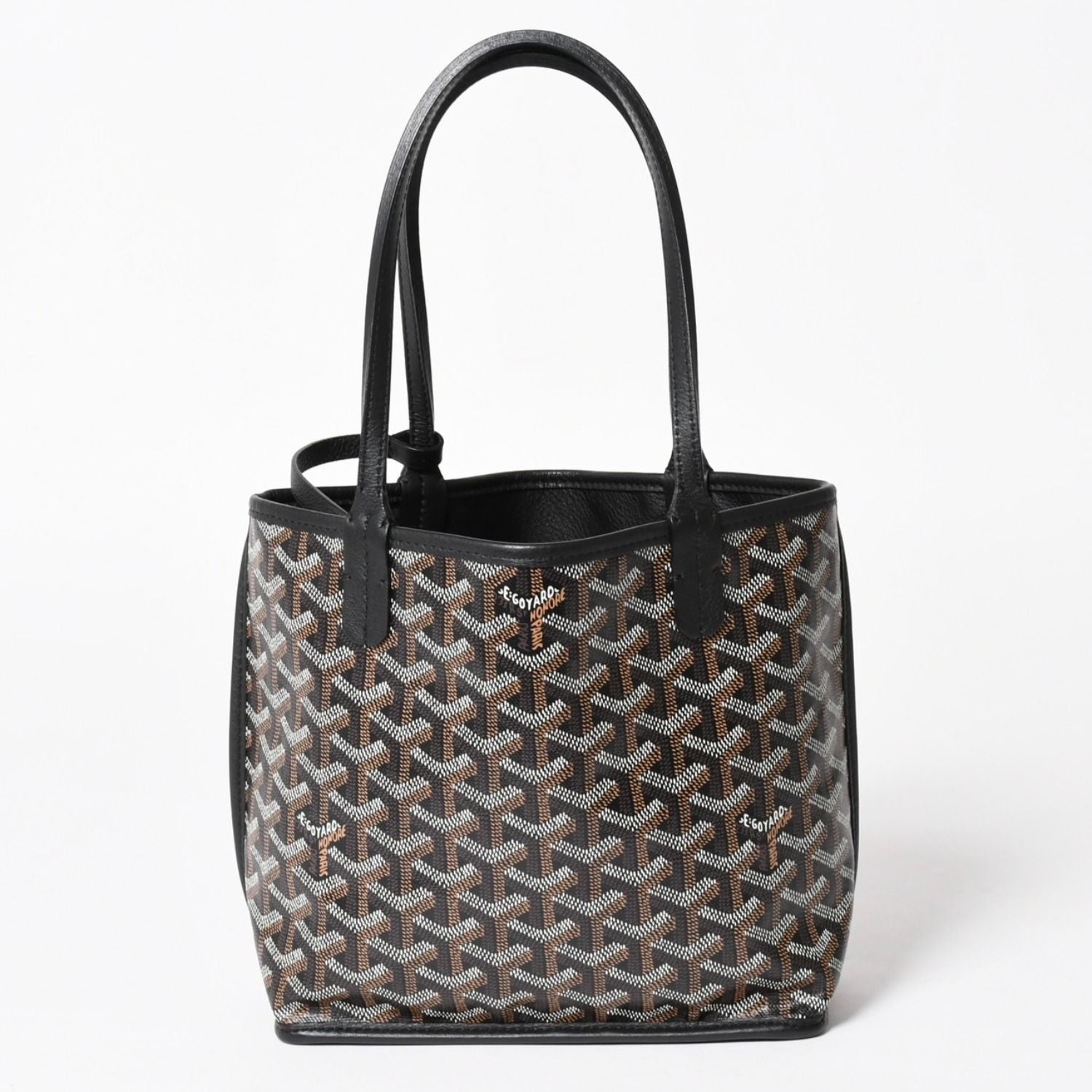Goyard Anjou Mini Tote Pouch Leather Black Brown — view 2