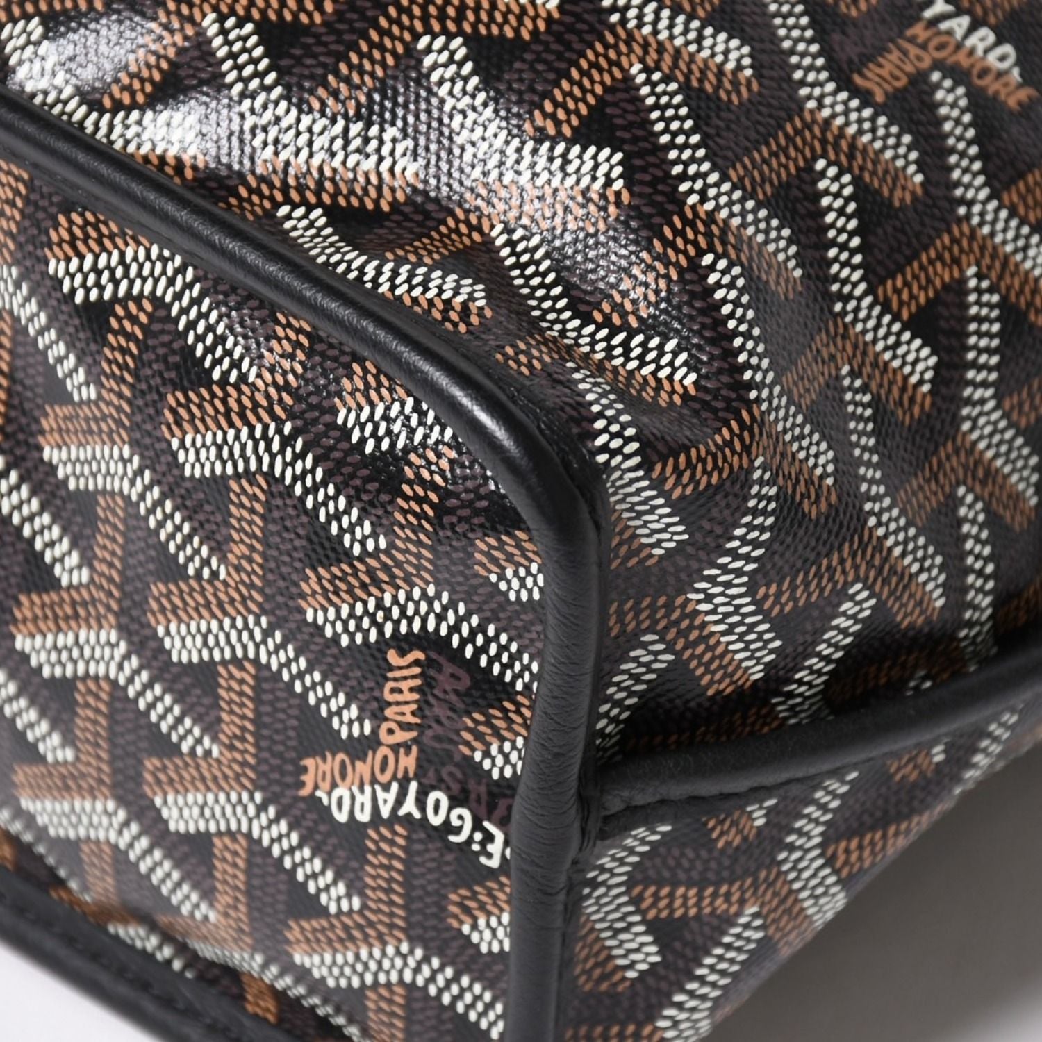 Goyard Anjou Mini Tote Pouch Leather Black Brown — view 8