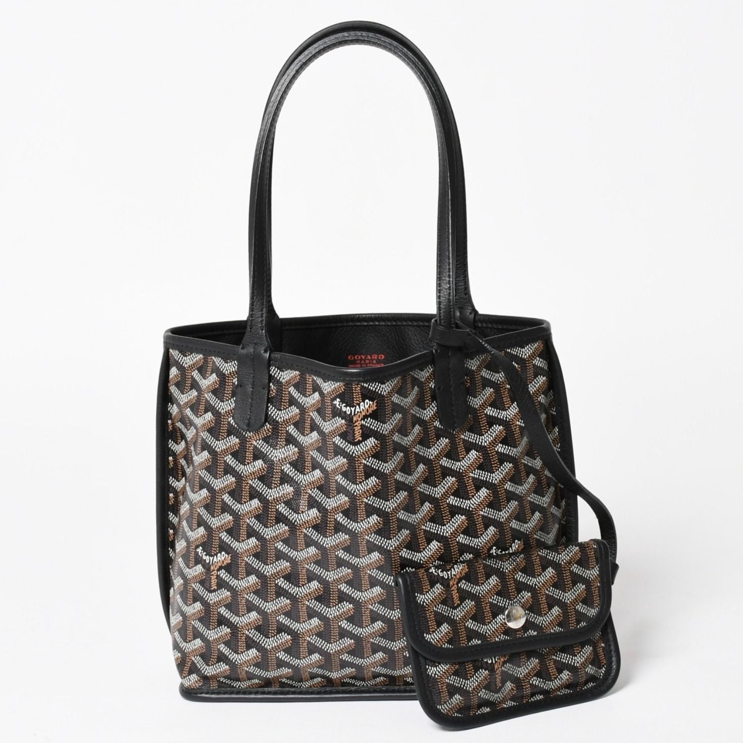 Goyard Anjou Mini Tote Pouch Leather Black Brown