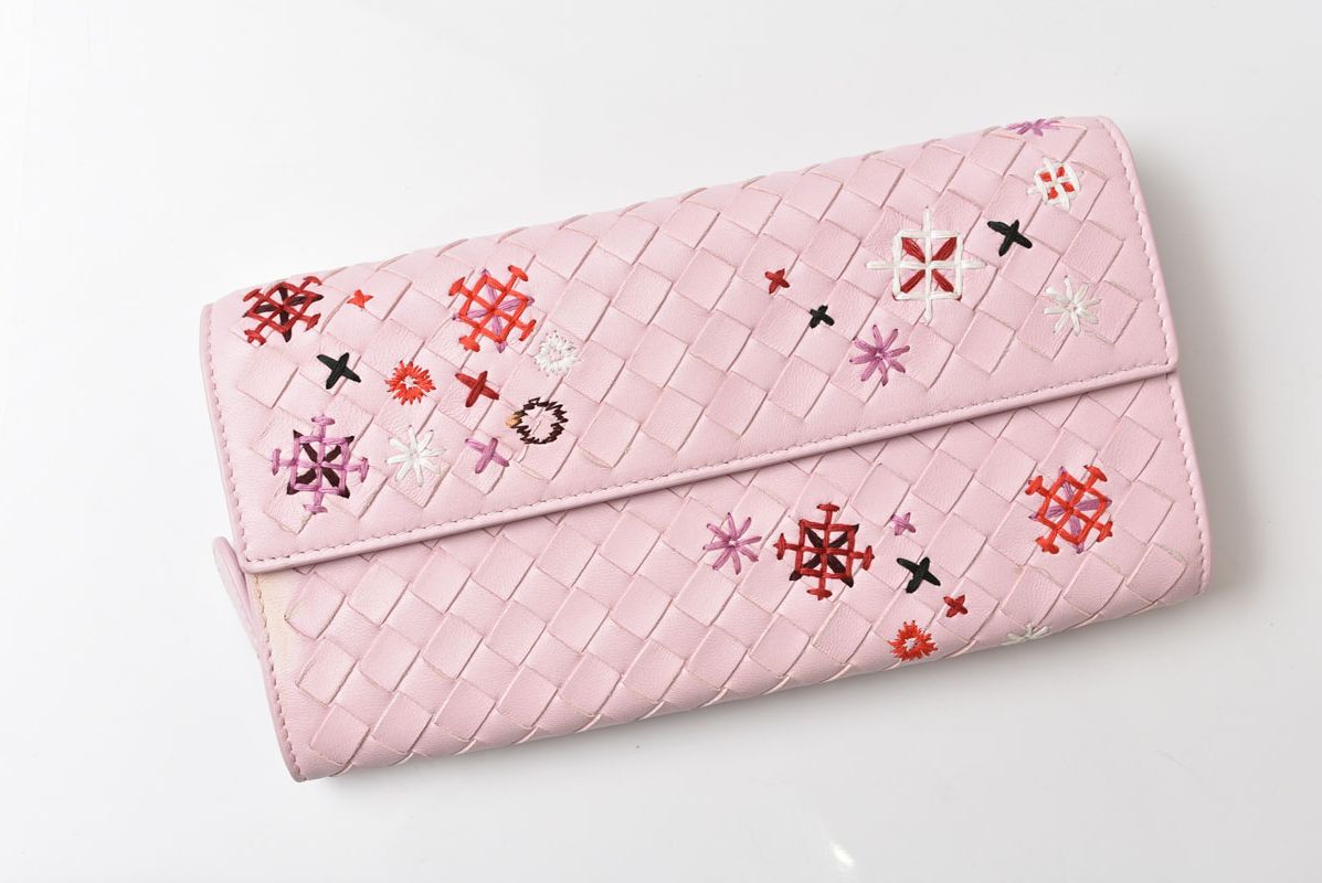 Bottega Veneta Wallet Continental Pink Embroidery — view 2