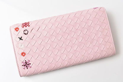 Bottega Veneta Wallet Continental Pink Embroidery — view 7