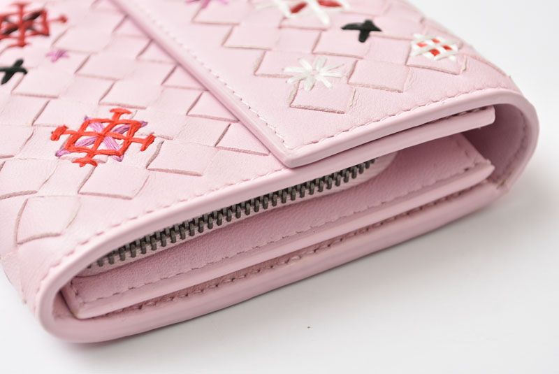 Bottega Veneta Wallet Continental Pink Embroidery — view 6