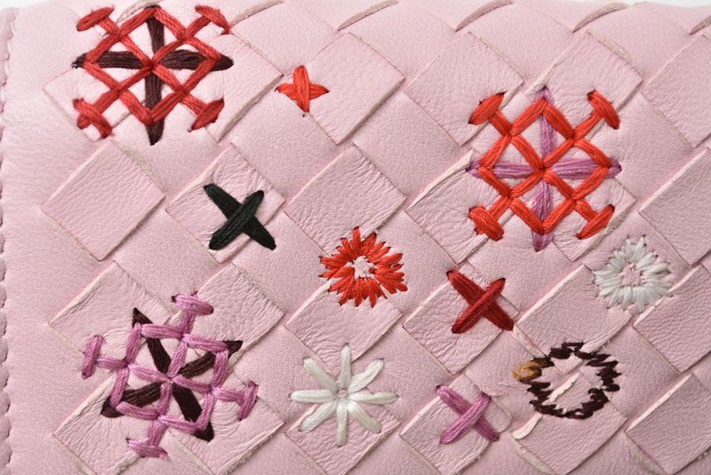 Bottega Veneta Wallet Continental Pink Embroidery — view 3