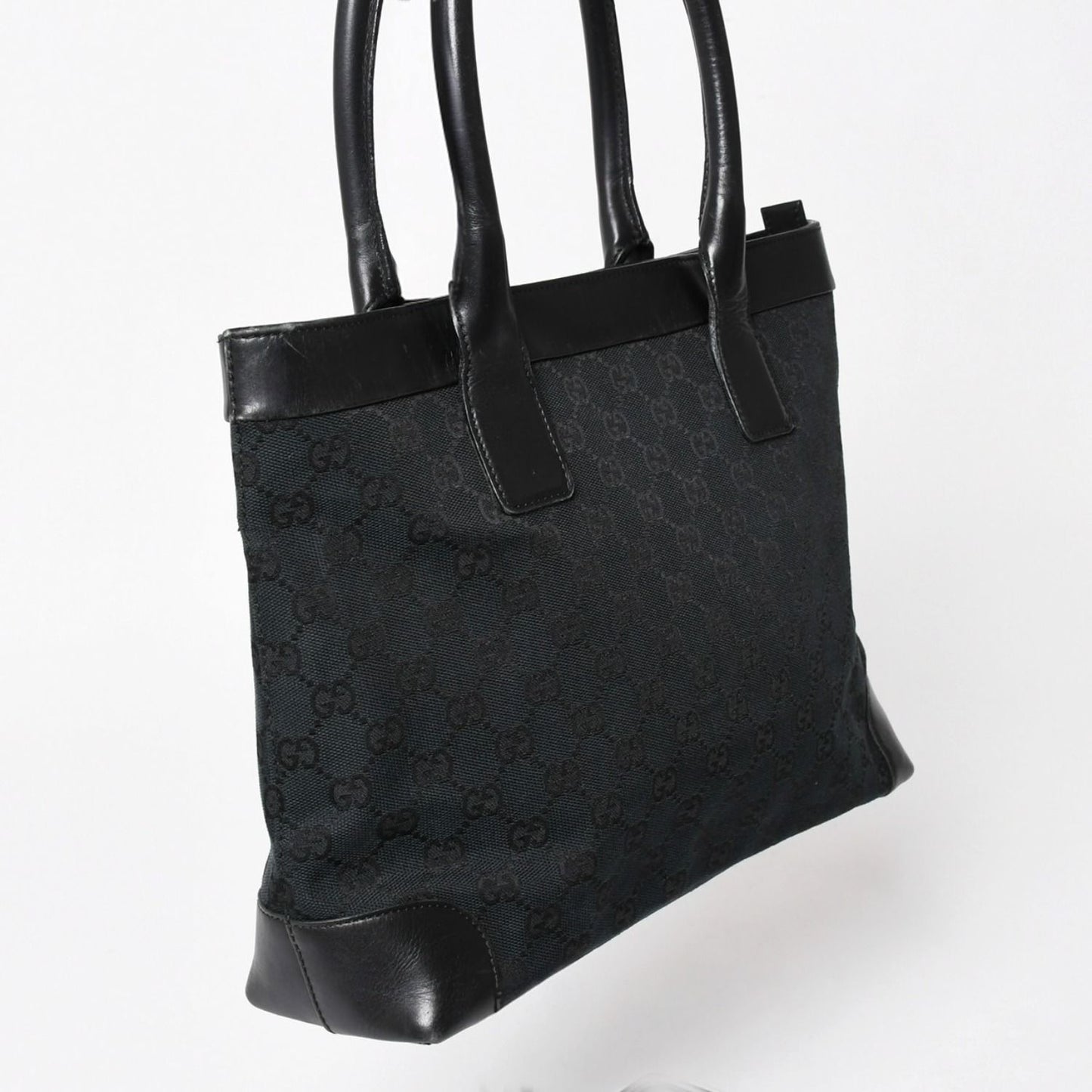Gucci Tote Bag GG Canvas Leather Black Gold — view 3
