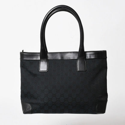 Gucci Tote Bag GG Canvas Leather Black Gold — view 2