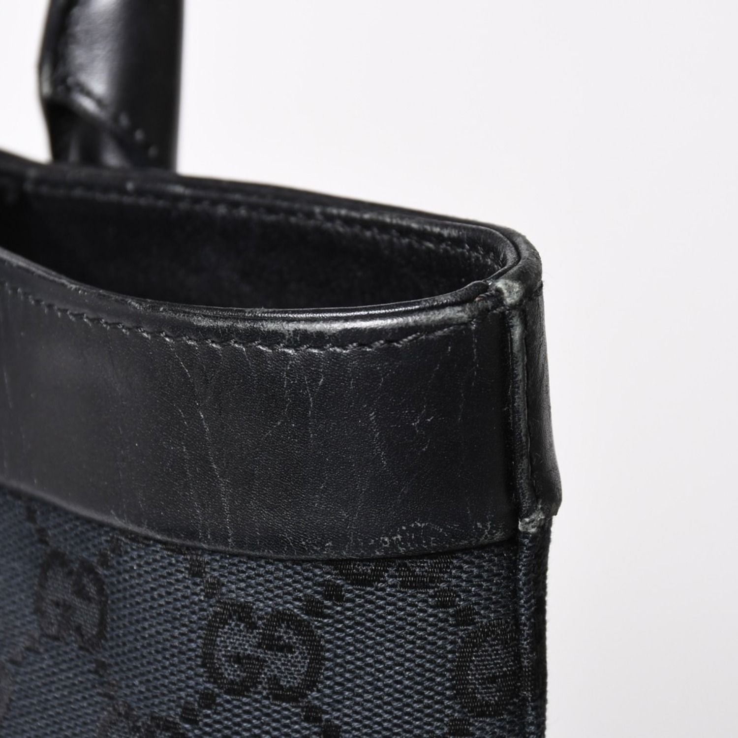 Gucci Tote Bag GG Canvas Leather Black Gold — view 5