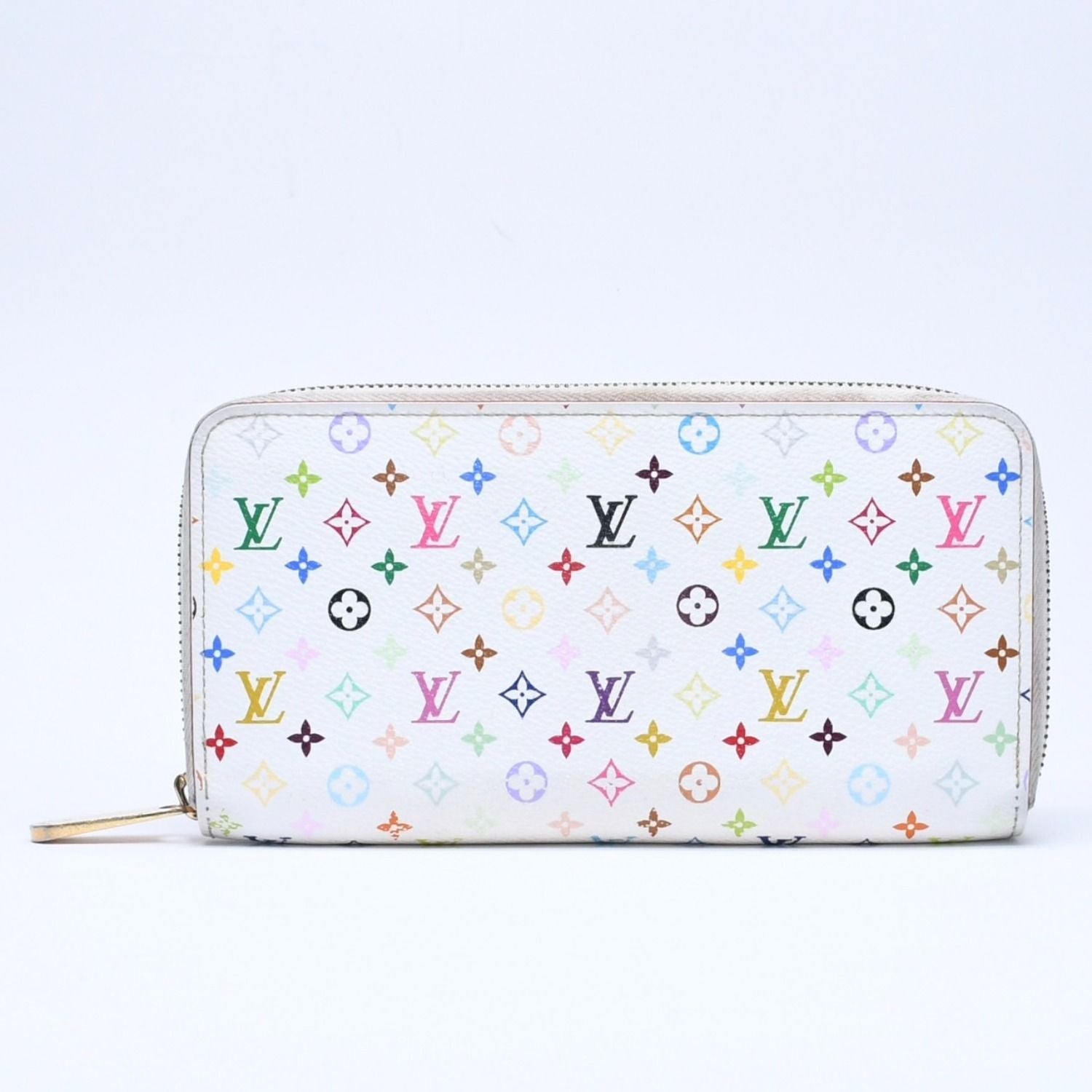 Louis Vuitton Monogram Multicolor Zippy Wallet Takashi Murakami Gold White