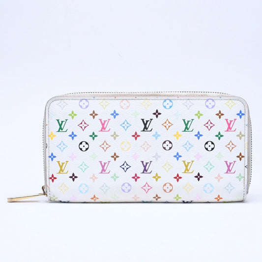 Louis Vuitton Monogram Multicolor Zippy Wallet Takashi Murakami Gold White