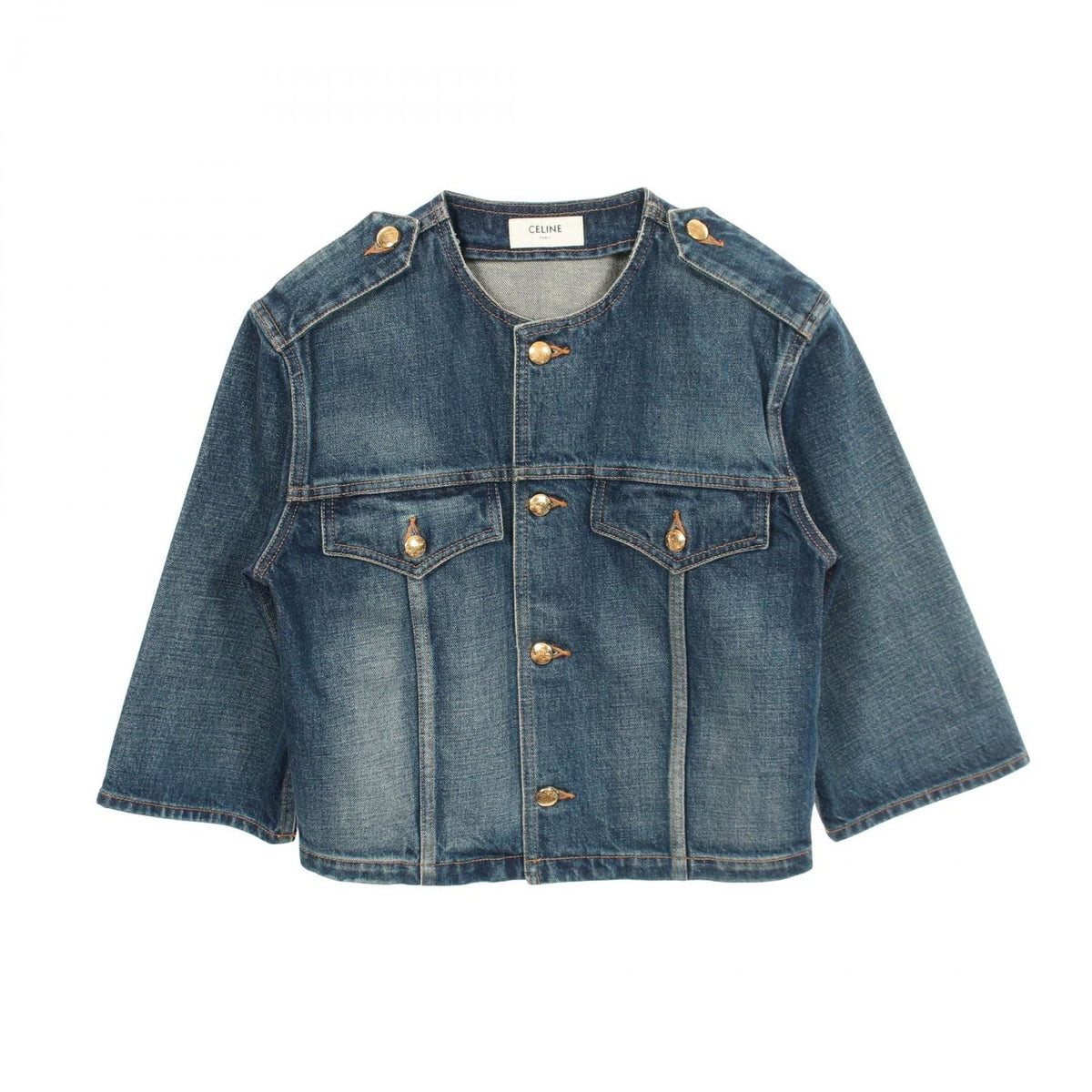 Celine Denim Jacket Triomphe Button Blue