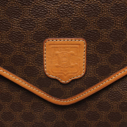 Celine Shoulder Bag Flap Macadam Brown Canvas Leather — view 6
