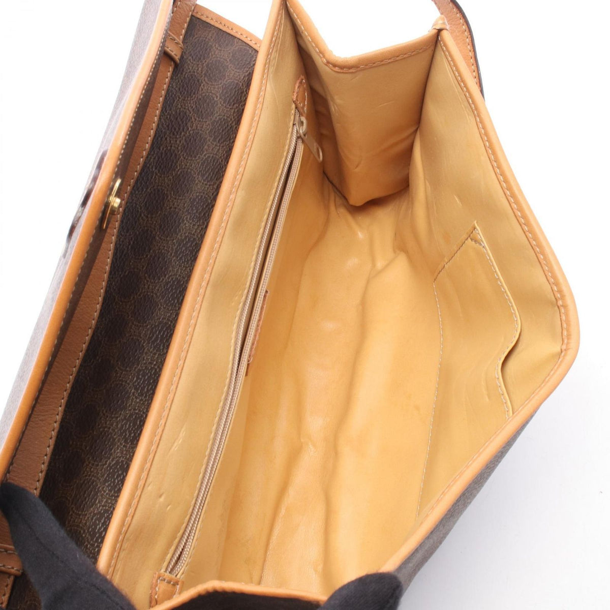 Celine Shoulder Bag Flap Macadam Brown Canvas Leather — view 3