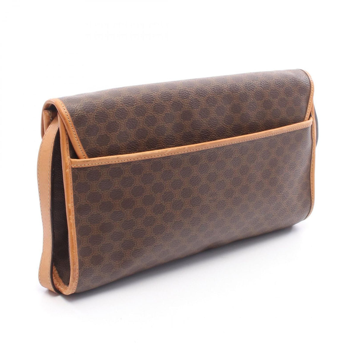 Celine Shoulder Bag Flap Macadam Brown Canvas Leather — view 2