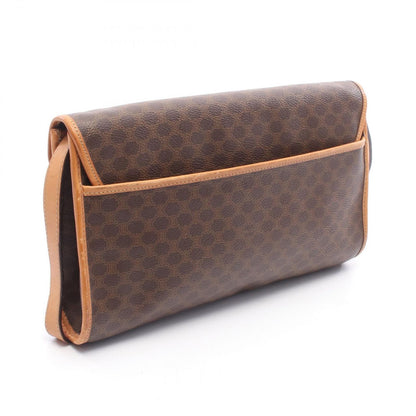 Celine Shoulder Bag Flap Macadam Brown Canvas Leather — view 2
