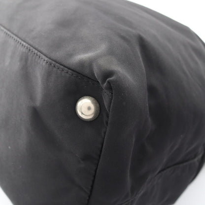 Prada Tote Bag Triangle Logo Black Nylon Saffiano Leather — view 7