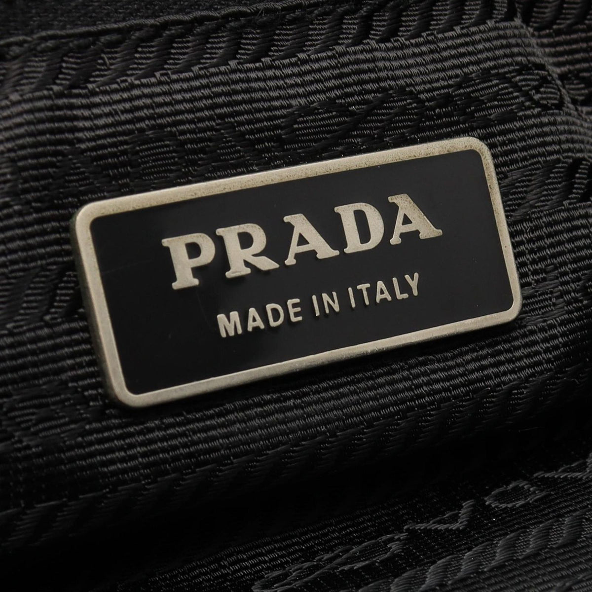 Prada Tote Bag Triangle Logo Black Nylon Saffiano Leather — view 4