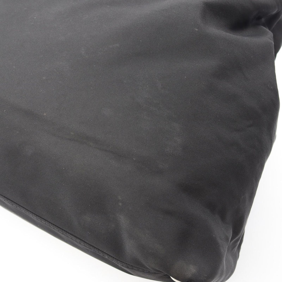 Prada Tote Bag Triangle Logo Black Nylon Saffiano Leather — view 5