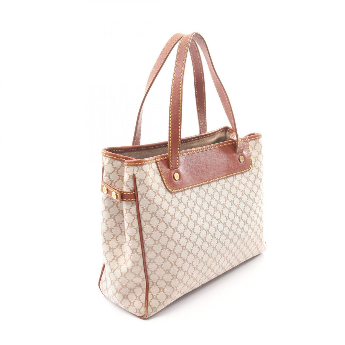 Celine Tote Bag Macadam Beige Brown Canvas Leather — view 2