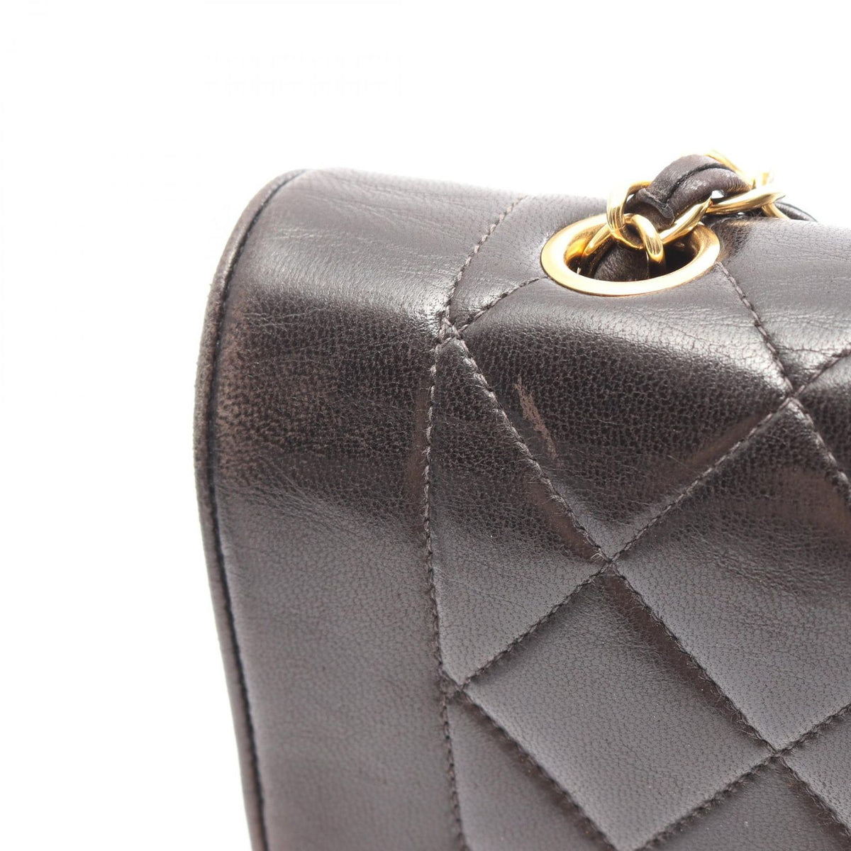 Chanel Shoulder Bag Quilted Diana Flap Black Lambskin Chain — view 8