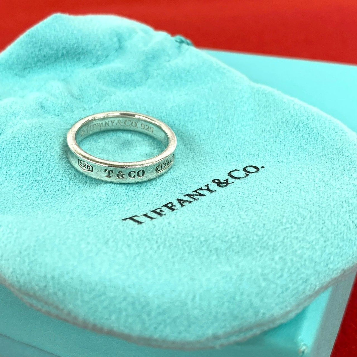 Tiffany & Co Box Vintage Narrow Ring 925 Sterling Silver No 13.5