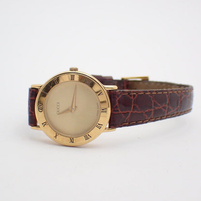 Gucci Quartz Watch Gold Leather Pawn — view 2