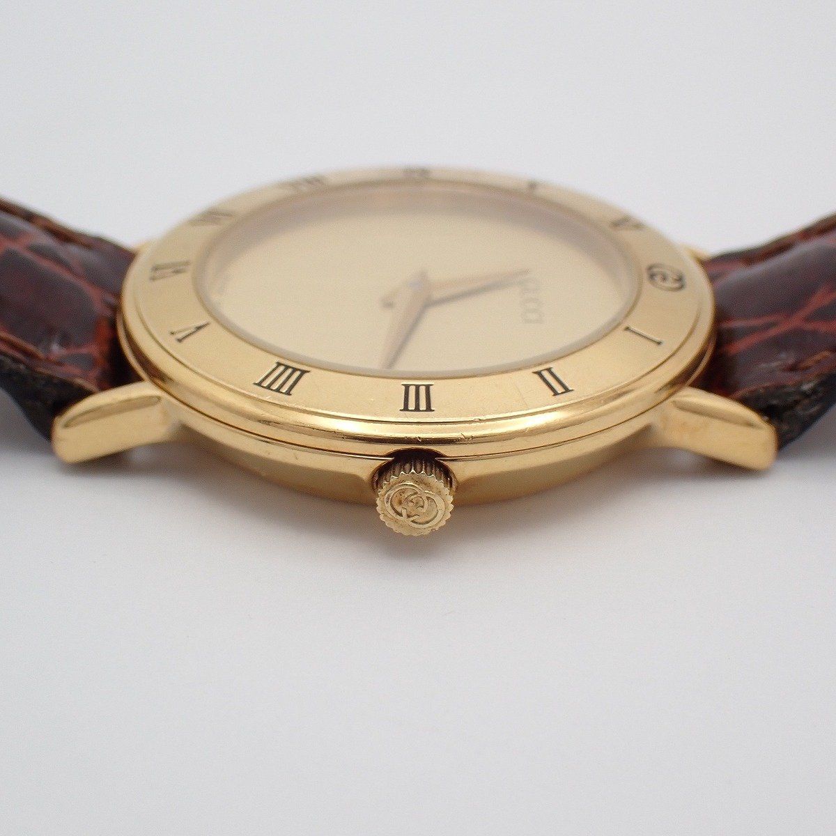 Gucci Quartz Watch Gold Leather Pawn — view 6