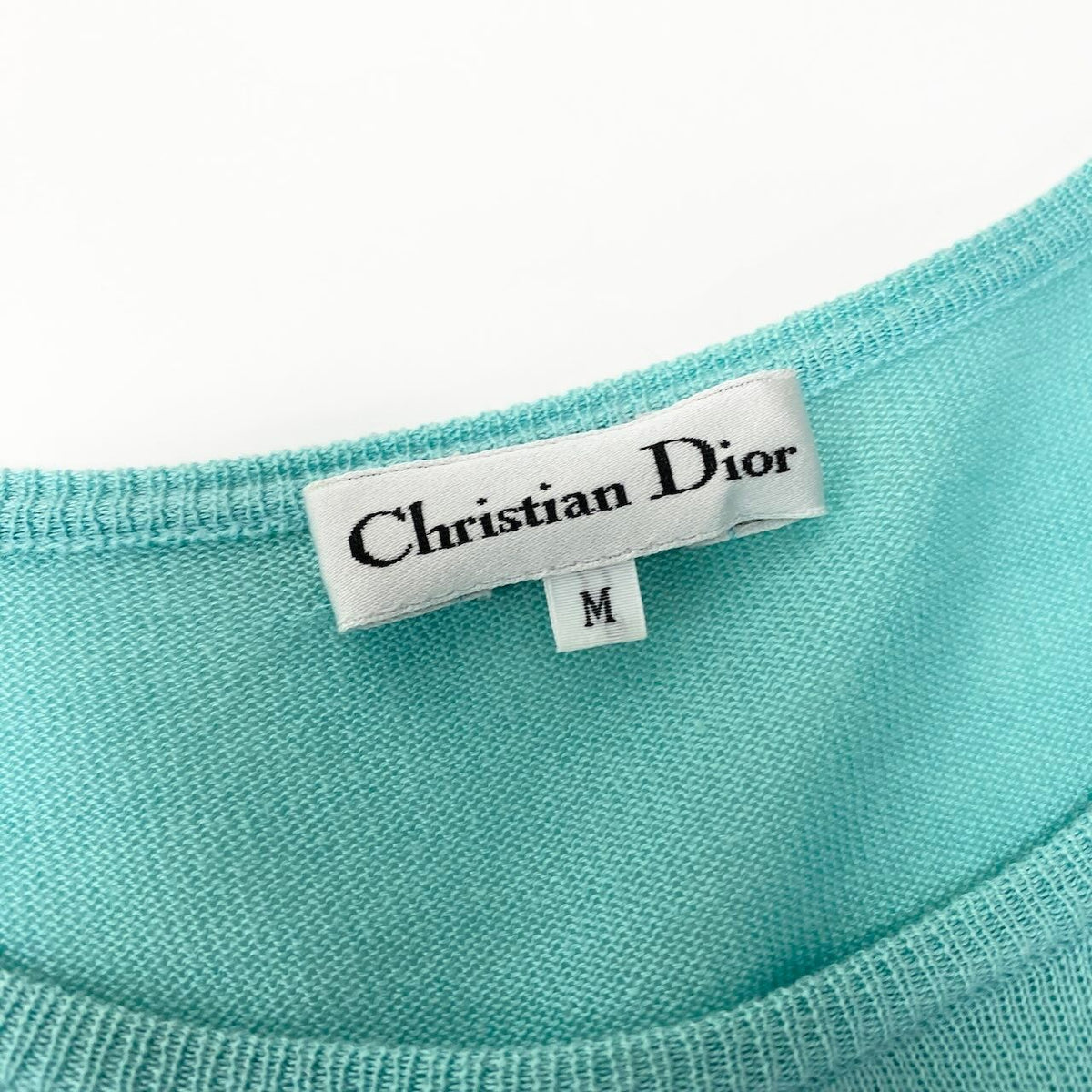 Dior Short Sleeve Knit Pullover Summer Cotton Logo Embroidery M Blue Green — view 8