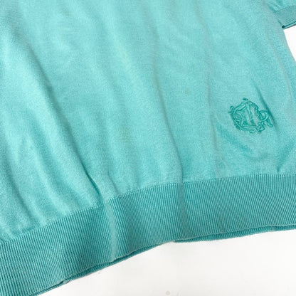 Dior Short Sleeve Knit Pullover Summer Cotton Logo Embroidery M Blue Green — view 6