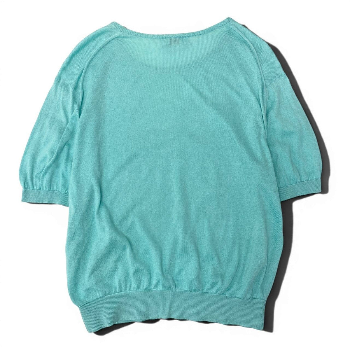 Dior Short Sleeve Knit Pullover Summer Cotton Logo Embroidery M Blue Green — view 3