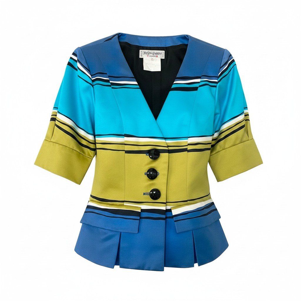 Saint Laurent Color Jacket Cotton Border 34 Multicolor
