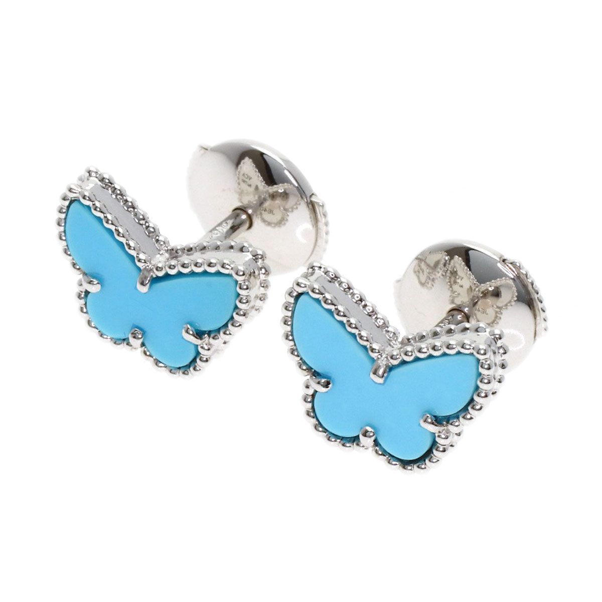 Van Cleef & Arpels Sweet Papillon Taquoise Earrings 18K White Gold