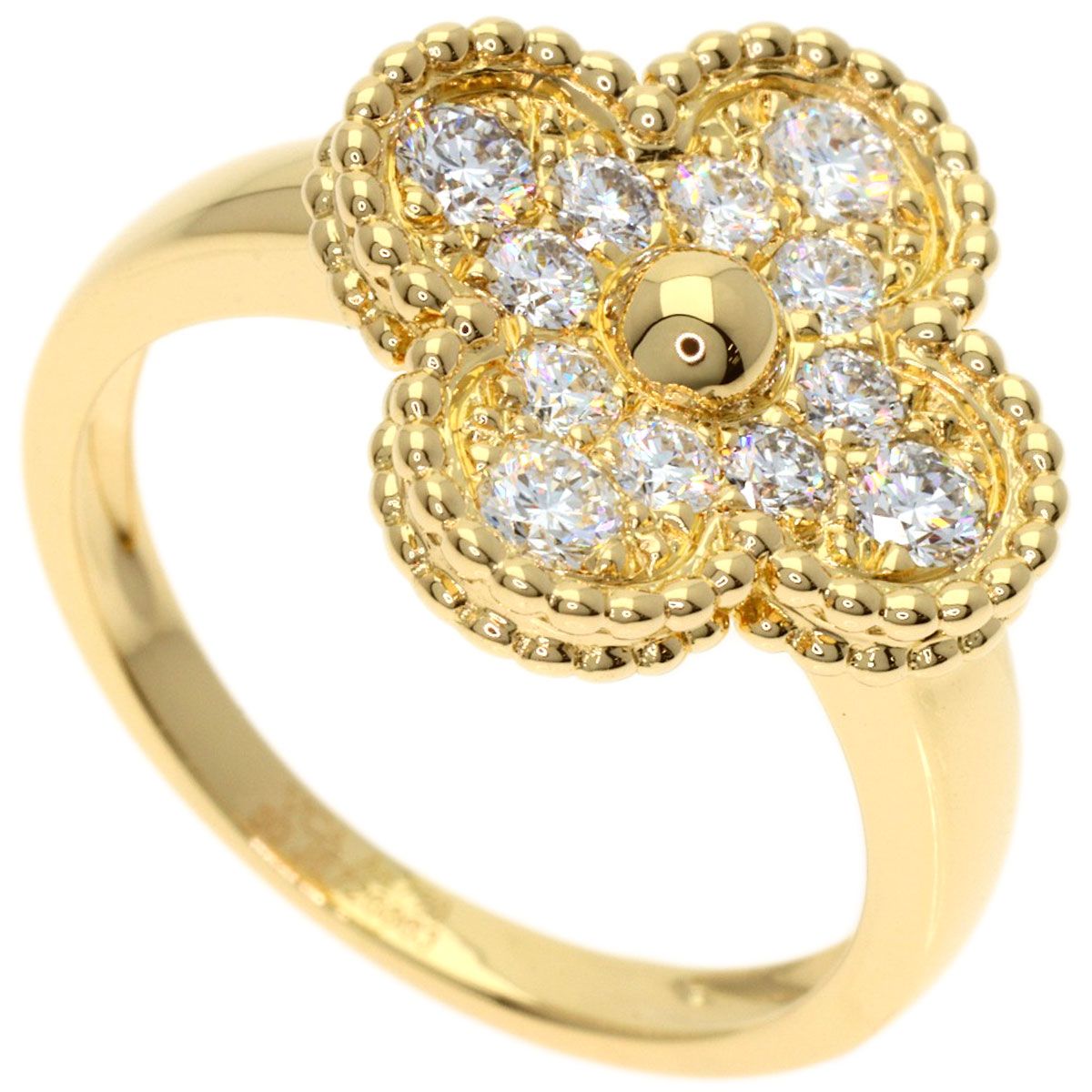Van Cleef & Arpels Vintage Alhambra Diamond 50 Ring 18K Yellow Gold