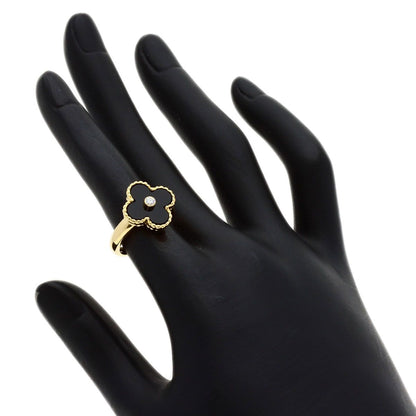 Van Cleef & Arpels Vintage Alhambra Diamond Onyx 48 Ring 18K Yellow Gold — view 6