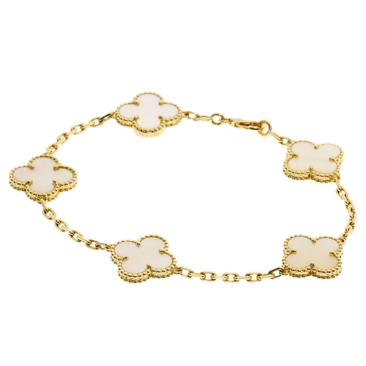 Van Cleef & Arpels Vintage Alhambra Shell Bracelet 18K Yellow Gold