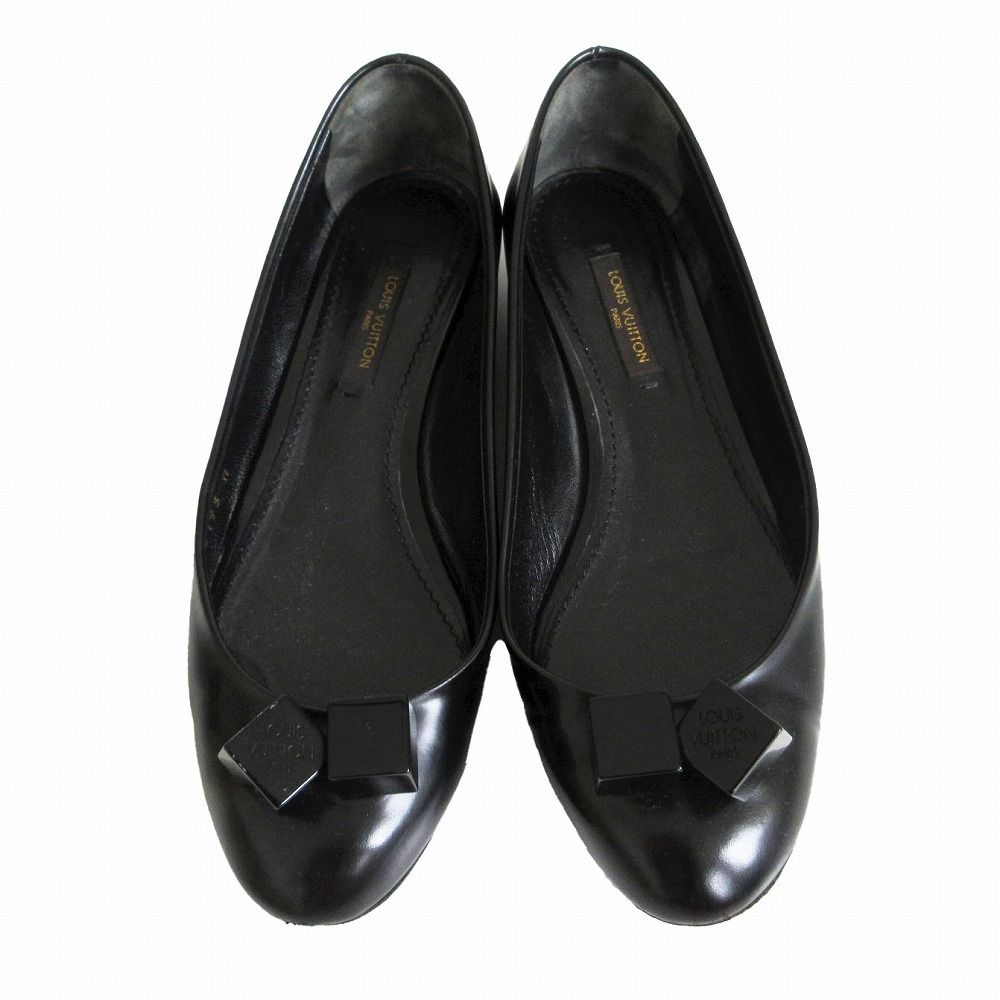 Louis Vuitton Pumps Leather Cube Dice Flat Shoes Black 2 1 34